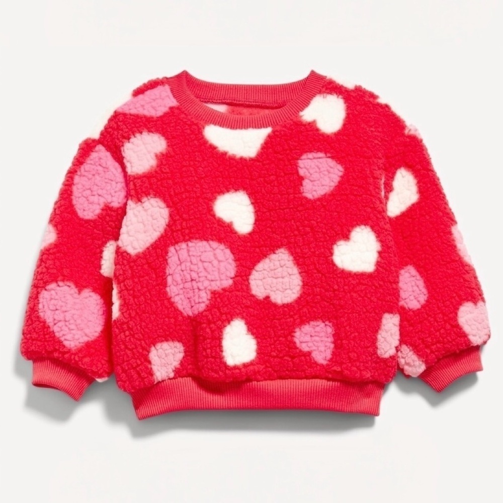 Red and Pink Heart Sherpa Fleece Sweatshirt